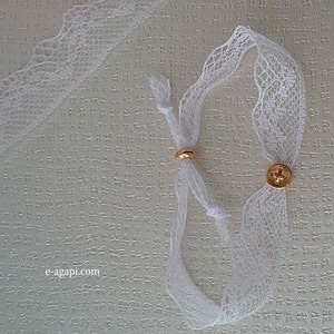 Lace martirika Baptism favors Guests favors bracelets Witness pins martyrika greek baptism cross Lace christening favors lace gold cross