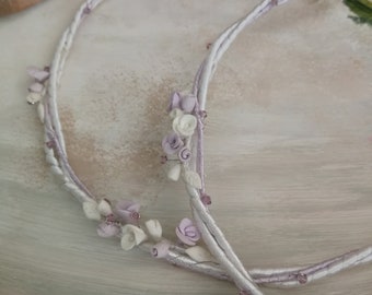 Stefana wedding crowns Greek stefana orthodox Wedding crowns stephana handmade crowns Floral purple stefana wedding ceremony Bridal crowns