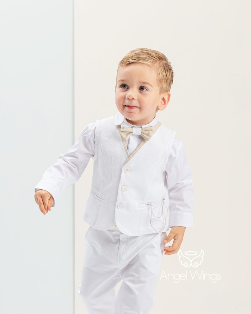Leonard Couture Outfit Baby Boy Greek Suit White Beige - Etsy Canada