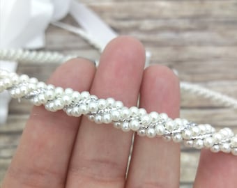 Stefana & Candles Pearls wedding crowns Greek stefana orthodox couple tiara Stephana handmade Elegant ceremony Bridal hair accessories