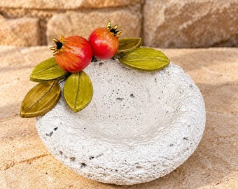 Pomegranate bowl Ceramic & Pumice Handmade ornament 2027 Gouri New Year Good luck gift New home decoration Corporate presents