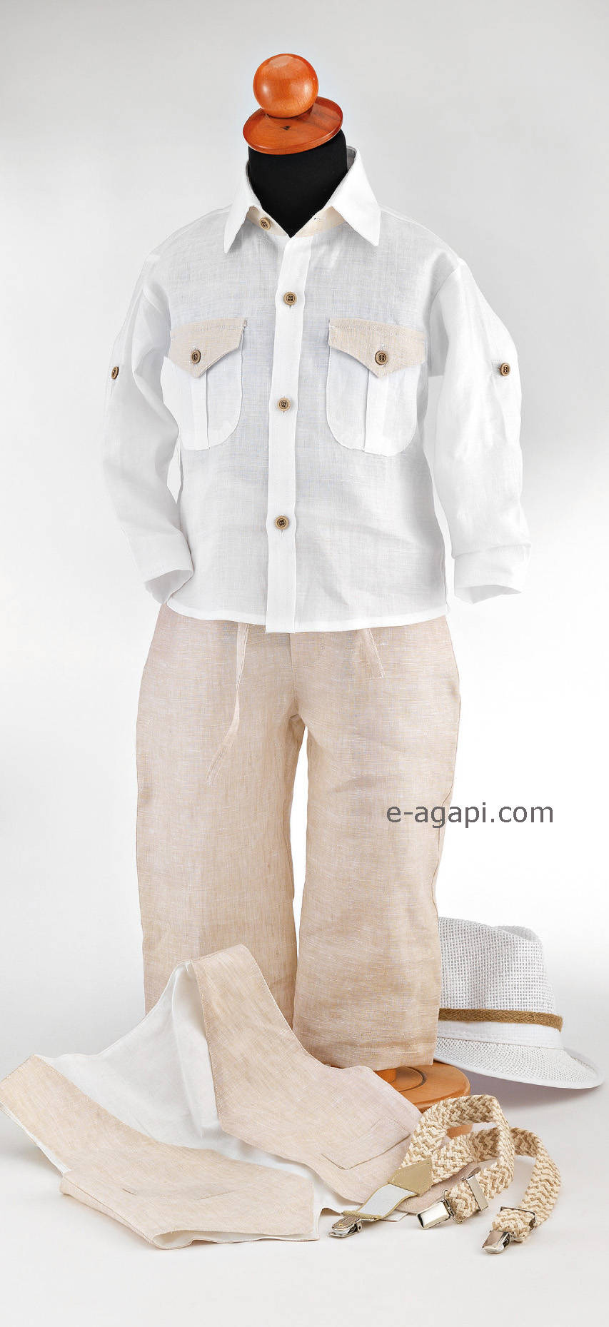 Linen couture Baby boy summer outfit SET Boy baptism suit hat Etsy