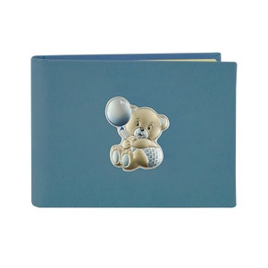 Silver bear on cloud photo album  Greek baptism gift New born souvenirs Baby boy girl christening Gift packaging Handmade in Greece