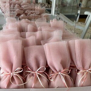 Mocca Ivory pearl favors Wedding Baptism bomboniere Guests gifts souvenirs Bridal giveaway Classic tulle pouches image 6