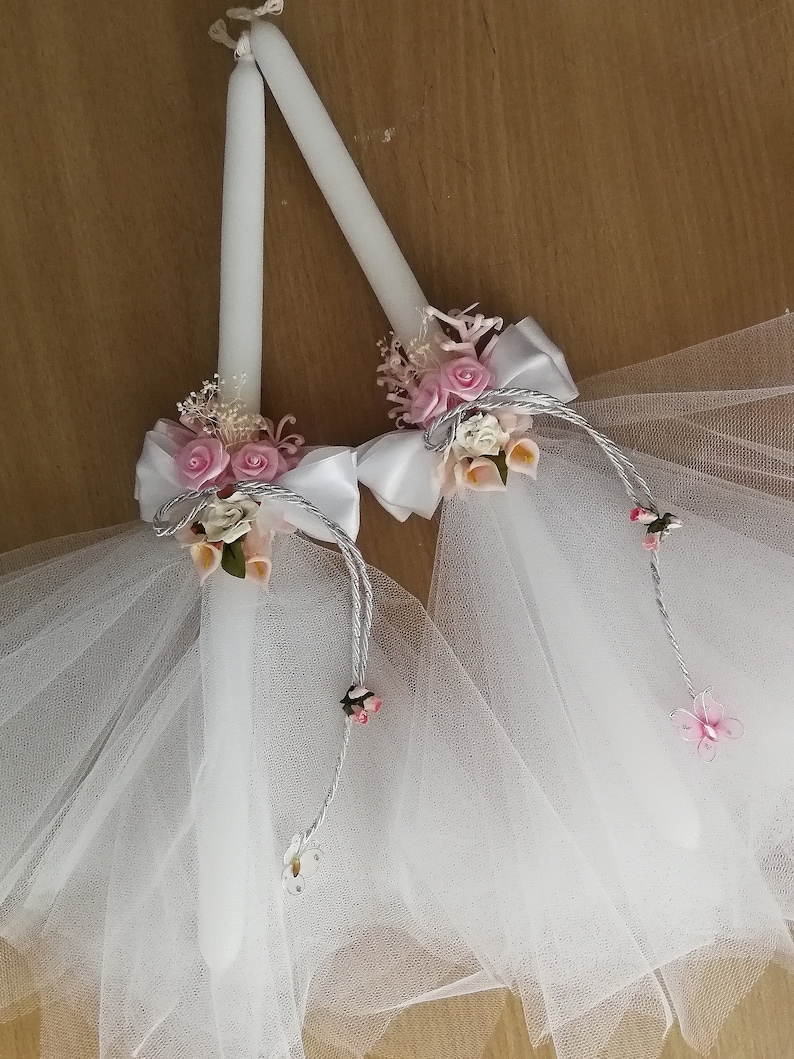 Lambada Flowers Greek Baptism Candles Orthodox Christening Etsy Canada