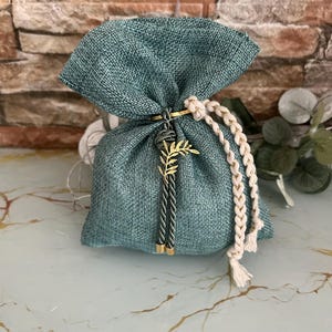Portachiavi con olive verde salvia Bomboniere per battesimo Bomboniere per matrimonio Bomboniere greche con koufeta Sacchetto per regali per gli ospiti Stile mediterraneo unico