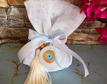 Bolsa de cerámica para recuerdos de mal de ojo, confeti Koufeta, recuerdos para invitados de boda y bautizo.