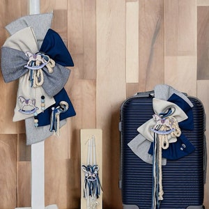 Schaukelpferd Set Baby Junge Taufe Set Kerzen Trolley Koffer Handtuch Set Ölset kirchliche Trauung Geschenk von der Patin