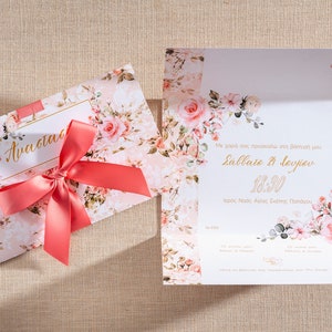 FYSIEKE bloemendoopuitnodiging meisje ontwerp Gepersonaliseerde gasten nodigt uit Uniek elegant feestbriefpapier Uitnodigingskaart met envelop Bedrukt