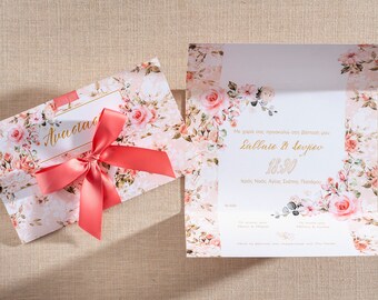 FYSIEKE bloemendoopuitnodiging meisje ontwerp Gepersonaliseerde gasten nodigt uit Uniek elegant feestbriefpapier Uitnodigingskaart met envelop Bedrukt