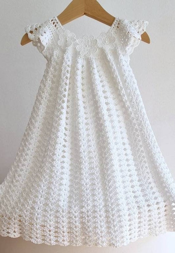 Hand Knitted Gown Hat Christening Dress 