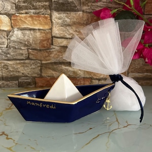 Nome ancora barca bomboniere battesimo bomboniere ceramica souvenir greci con koufeta regali per gli ospiti omaggio stile unico