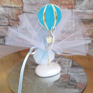 Airballoon on pebble favors Baptism ornament souvenirs Greek bomboniere koufeta Christening guests gifts Stainless steel