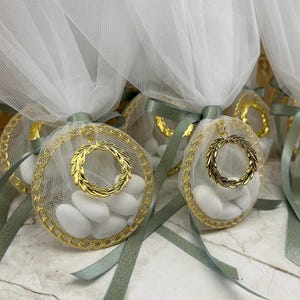Corone di ulivo bomboniere Battesimo Bomboniere di nozze Bomboniere greche verde salvia Koufeta Eleganti regali per gli ospiti