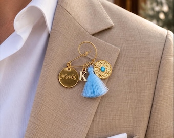 Custom safety pins Personalized guests gift Greek baptism Martyrika witness Byzantine cross