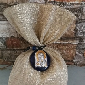 Bomboniere in argento 925 Maria e Gesù, icone, sacchettini per battesimo, souvenir per invitati a nozze, bomboniere per neonati, bomboniere greche