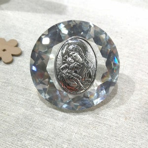 Bomboniere in cristallo d'argento, icona di diamanti, ornamento per il battesimo di Panagia e Gesù, souvenir, bomboniere greche, koufeta, coriandoli, regali per gli ospiti.