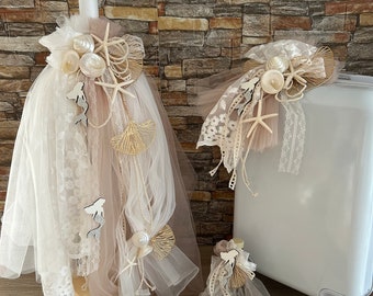 Shells candle Beach Baptism set options Dress Keepsake bag Candle Towel set Bottle Soap Traditional ceremony Baby girl handmade