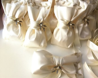 Olive leaves favors Unique guests wedding favors Baptism greek bombonieres Christening souvenirs Giveaway ideas ivory elegant event