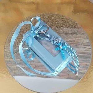 Personalized handmade crystal cross favors keychain Baptism bomboniere with koufeta Christening guests gifts in box options