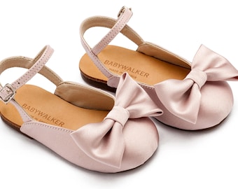 Dusty pink clogs Leather Textile baby girl shoes Summer shoes Baby wedding shoes Baby baptism shoes Size 19 - 25 EU French style shoes