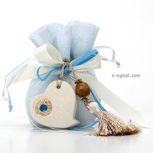 Evil eye favors Bag favors Boy baptism favors bags Ceramic mati bomboniere koufeta Shower ideas baby girl guests gift Party house favors