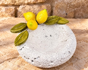 Lemons bowl Ceramic & Pumice Handmade ornament 2027 Gouri New Year Good luck gift New home decoration Corporate presents