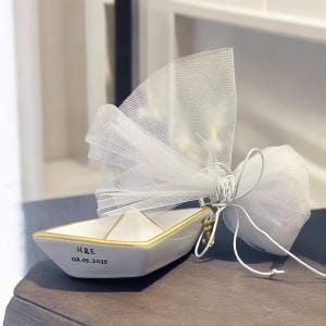 Bomboniere per battesimo in barca della Marina, bomboniere greche Koufeta personalizzate per bambini e bambine, idee per baby shower, souvenir marini per gli ospiti