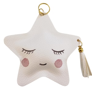 Portachiavi in pelle a forma di stella addormentata, bomboniere per battesimo, omaggio per baby shower, souvenir per neonati, idee regalo per ospiti del battesimo, bambino e bambina di lusso