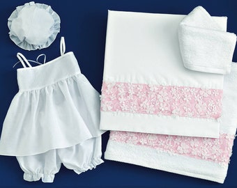 6p Greek baptism set Oil set Ladopana greek christening towels set Floral lace Orthodox baptism Lathopana Baby girl christening towels