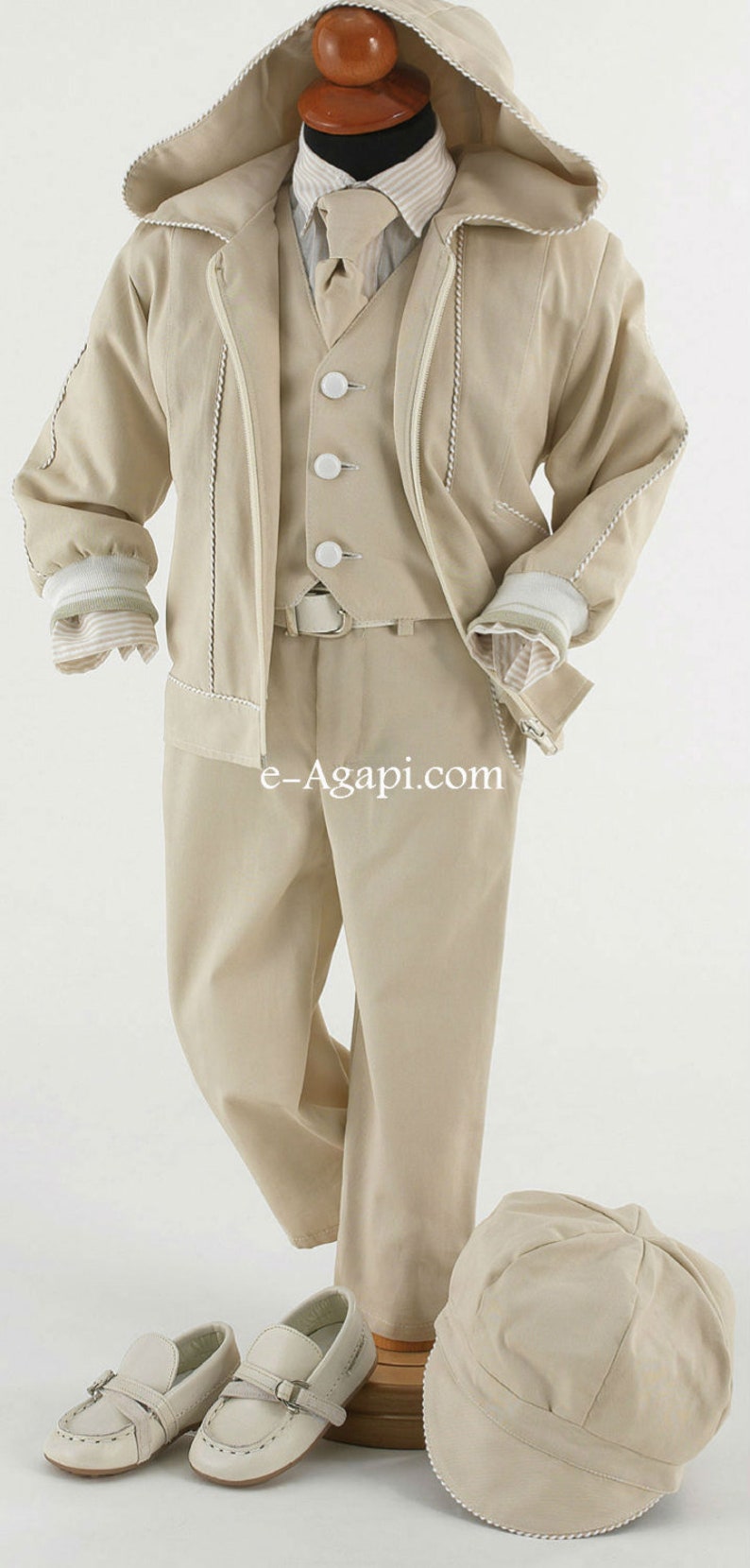 Greek Baptism suit Baby boy baptism outfit Beige dress Etsy