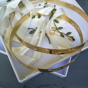 24k gold Olive Stefana wedding crowns Greek stefana orthodox Ηandmade bride groom unity stephana Elegant ceremony Hair accessories