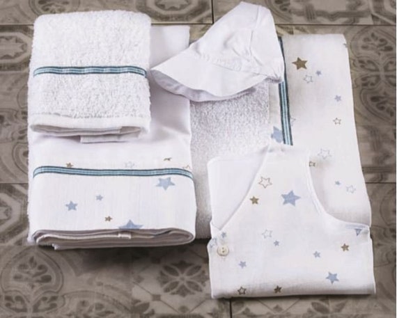 Blue Lathopana set, Orthodox Baptism Lathopana set,Greek Baptism Ladopana set,Oil Sheet and Towels set for Greek Baptism