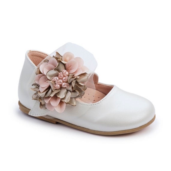 Alstublieft boot Marco Polo Vintage lederen baby meisje schoenen crème roze baby bruiloft - Etsy België