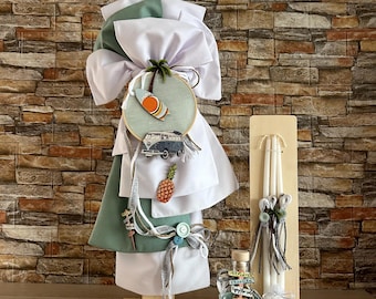 Aloha surfing baby boy Adventure exotic style baptism set Candle Bag Towel set Oil set Orthodox church ceremony Gift from godmother