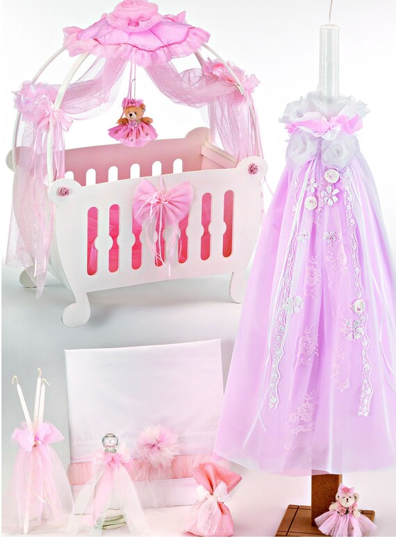 Crib Greek Baptism Set Girl Christening Orthodox Baptismal Etsy
