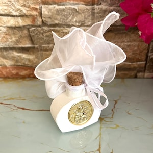 Mini bottiglia di acqua santa Maria e Gesù bambino ornamento bomboniere battesimo bomboniere in ceramica souvenir ospiti regali di ringraziamento