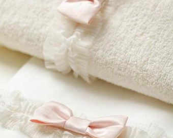 Romantic timeless elegance ladopana set with bow Baby girl greek baptism Handmade towel oilcloth Unique orthodox christening