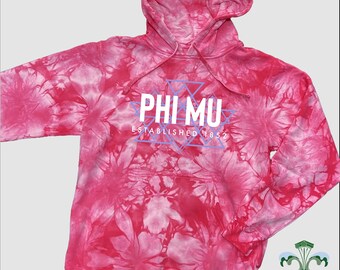 Sorority Pink Tie Dye Hooded Sweatshirt - Geo Sans