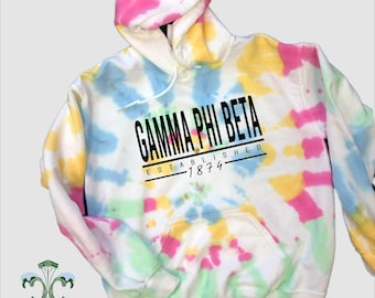 Sorority Pastel Swirl Tie Dye Hooded Sweatshirt - Straight Up Script