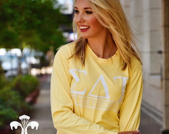 Sorority/School/Team Classic Bar Design Comfort Colors Long Sleeve T-Shirt