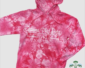 Sorority Pink Tie Dye Hooded Sweatshirt - Fancy Bar and Script