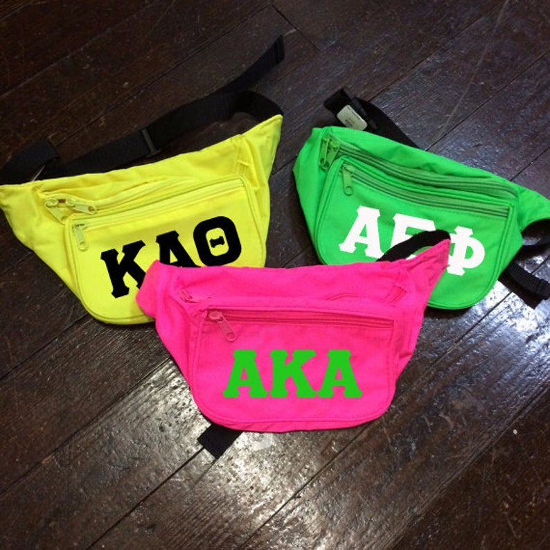 Sorority Neon Fanny Pack with Greek Letters image 1