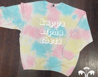 Sorority/School/Team Rainbow Tie Dye Corded Crewneck Sweatshirt