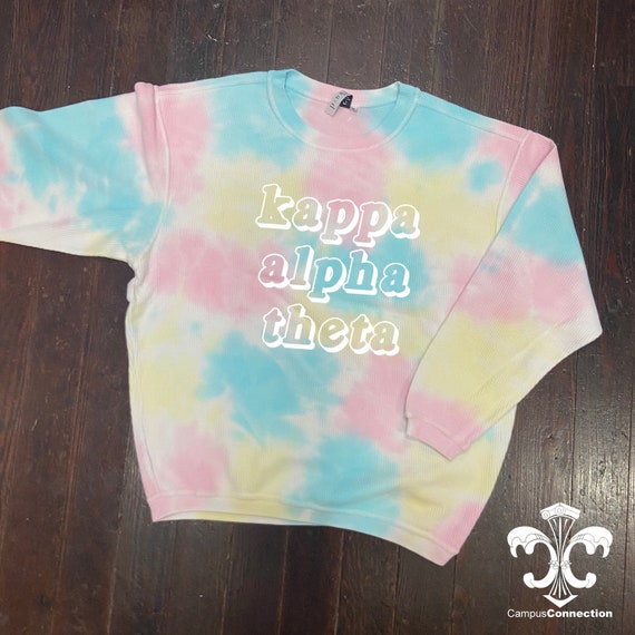 Sorority/school/team Rainbow Tie Dye Corded Crewneck Sweatshirt