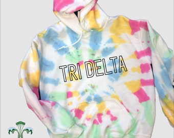 Sorority Pastel Swirl Tie Dye Hooded Sweatshirt - Edged Out