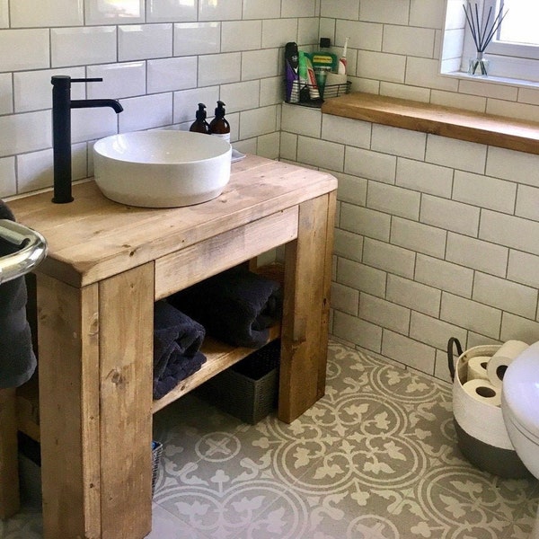 Rustic Washstand Hand crafted rustic bathroom vanity unit Wooden vanity