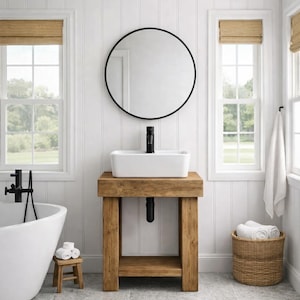 The beamed wash stand Hand crafted chunky rustic bathroom vanity unit Wooden vanity Industrial