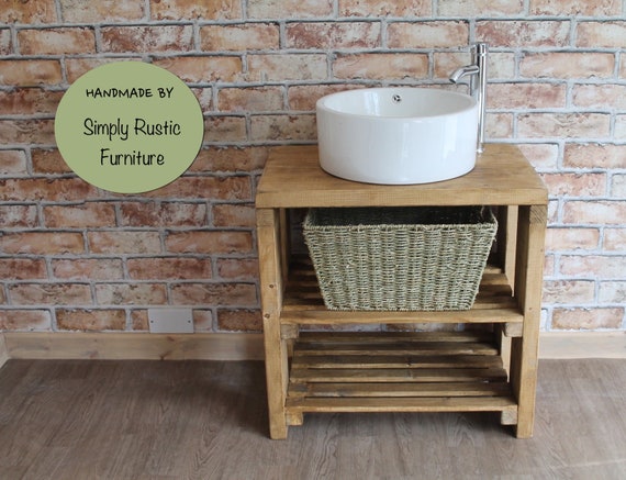 Rustic Sink Unit Wash Stand Hand Crafted Bathroom Vanity Bespoke Wooden Vanities