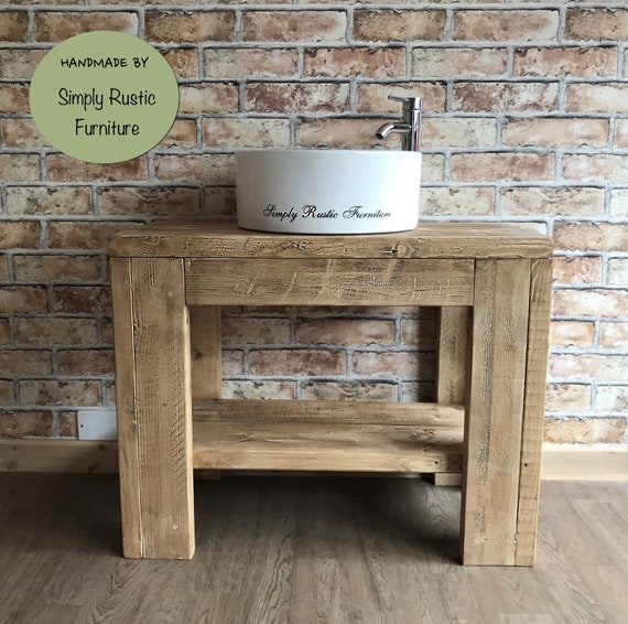 The Willow Wash Stand Hand Crafted Rustic Bathroom Vanity Unit Wooden